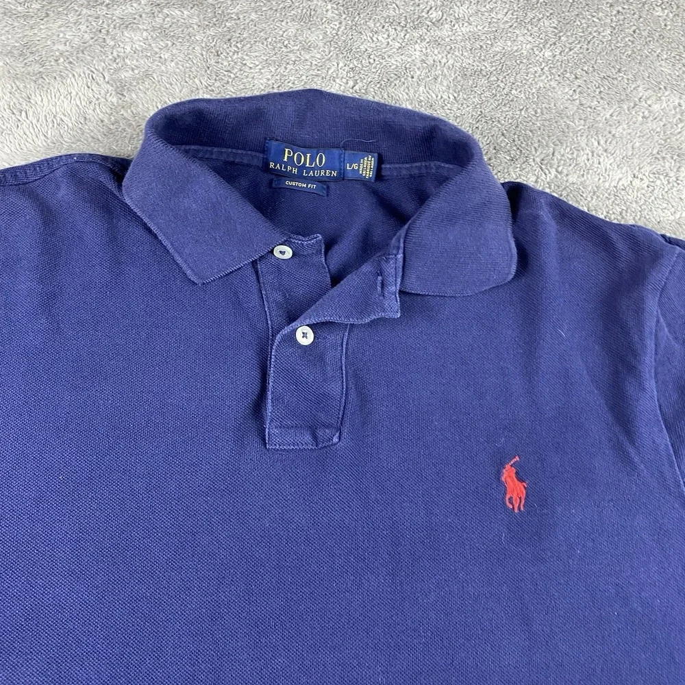 POLO RALPH‎ LAUREN Custom Fit Shirt Mens Large BlueShort Sleeve Knit